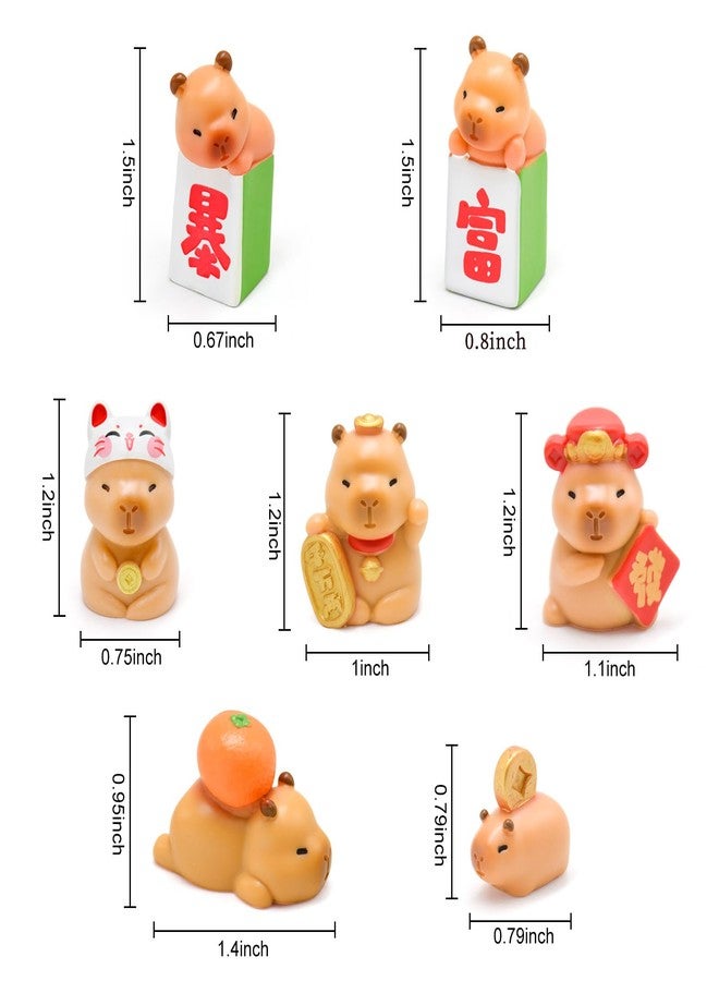 HOMICO Mini Capybara Figurines 7 Pieces New Years Tiny Capybara for Car Dashboard Dollhouse Mini Resin Animals for Fairy Garden Capybara Birthday Decorations - Image 2